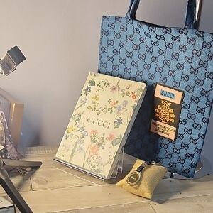 Gucci Blue Monogram Tote Bundle